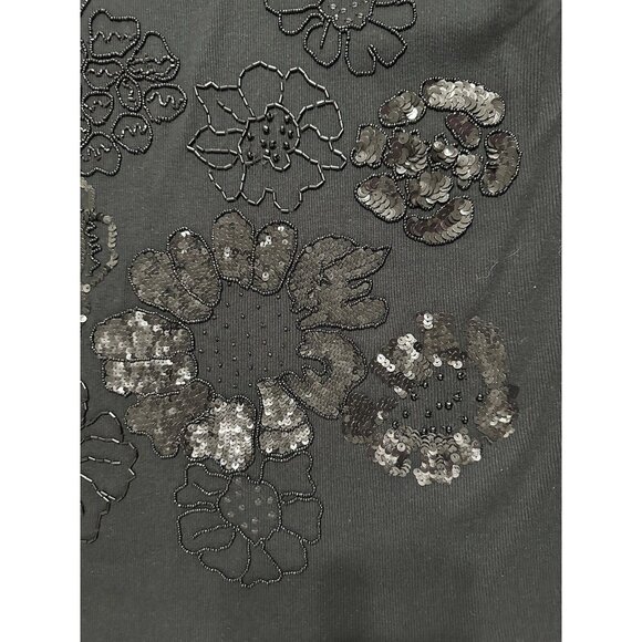 Stonebridge Signature Black Sleeveless Knit Tank Top‎ Sequins Beaded Floral XL - Picture 4 of 8